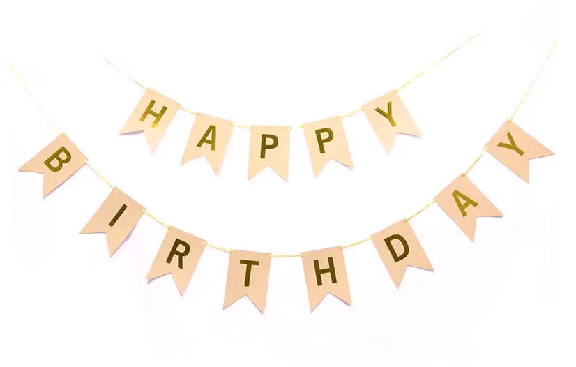 Гірлянда паперова Happy Birthday кремові прапорці 3м 1204-0002