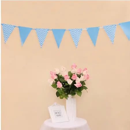 Гірлянда паперова вимпели блакитний 12 шт 1202-0005