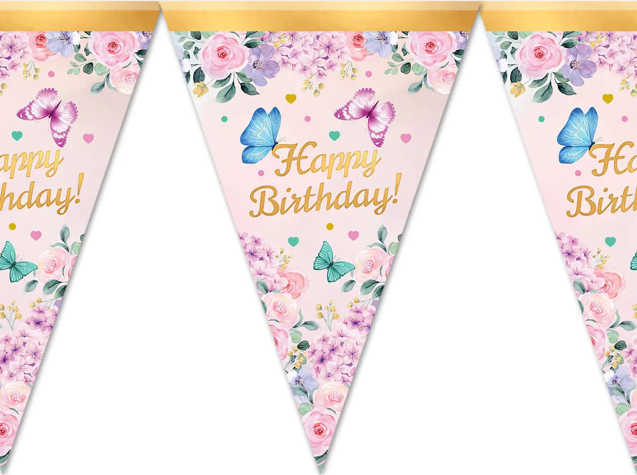 Гірлянда паперова Happy Birthday метелики 1202-0013
