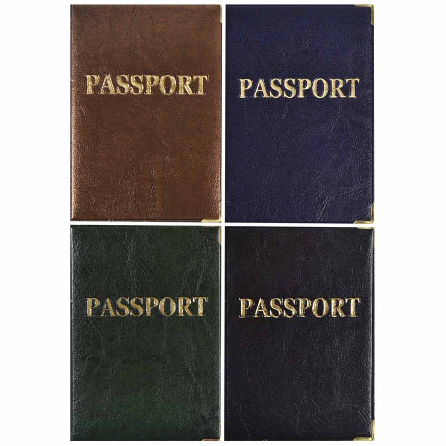 Обложка для паспорта 185х131мм золотое тиснение Passport ассорти 12618