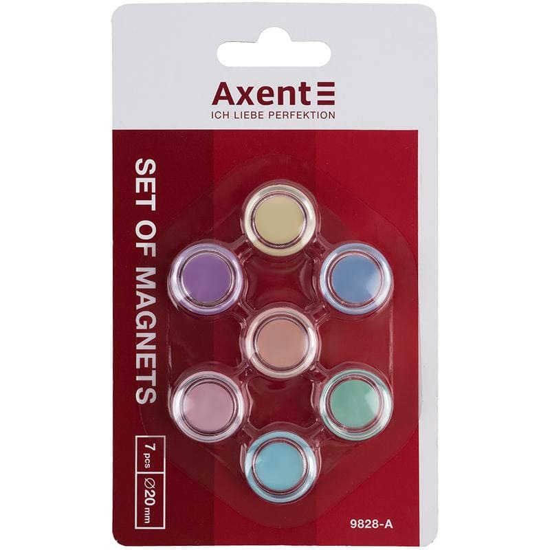 Магніти набір Axent 7шт 20мм Pastelini блістер 9828-А