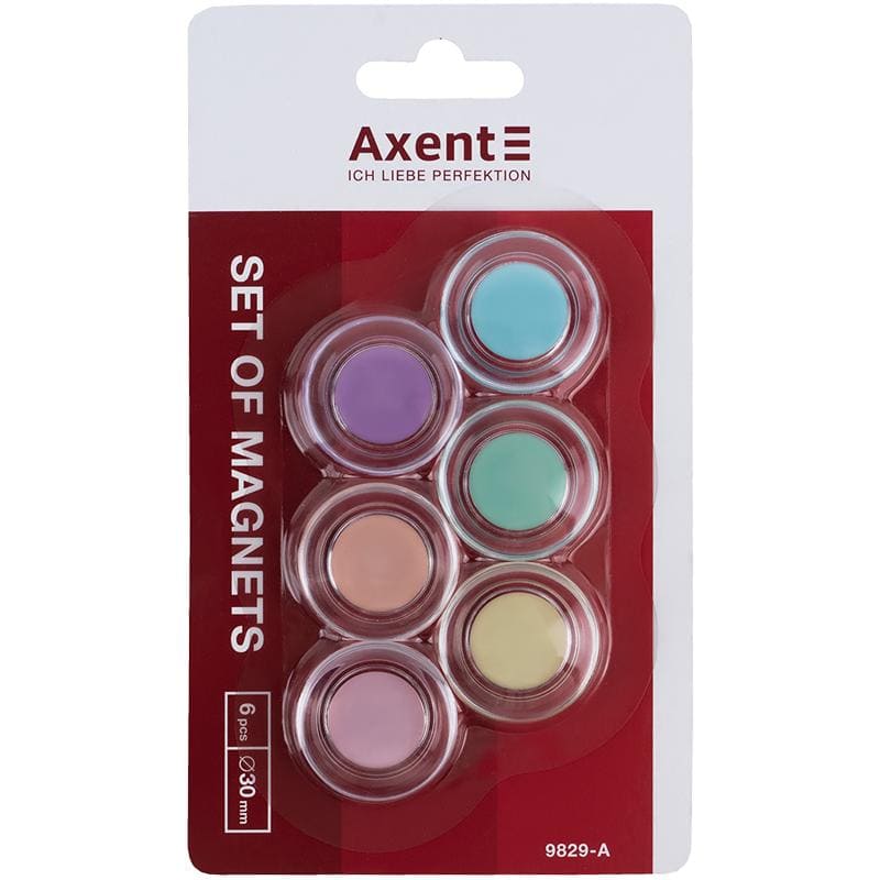 Магниты набор Axent 6шт 30мм Pastelini блистер 9829-А