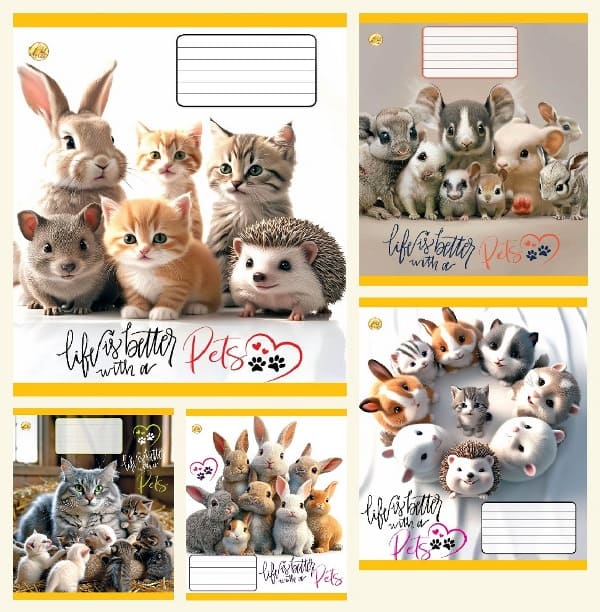 Тетрадь ТЕТРАДА WiLL 12арк в клетку Pets 51105