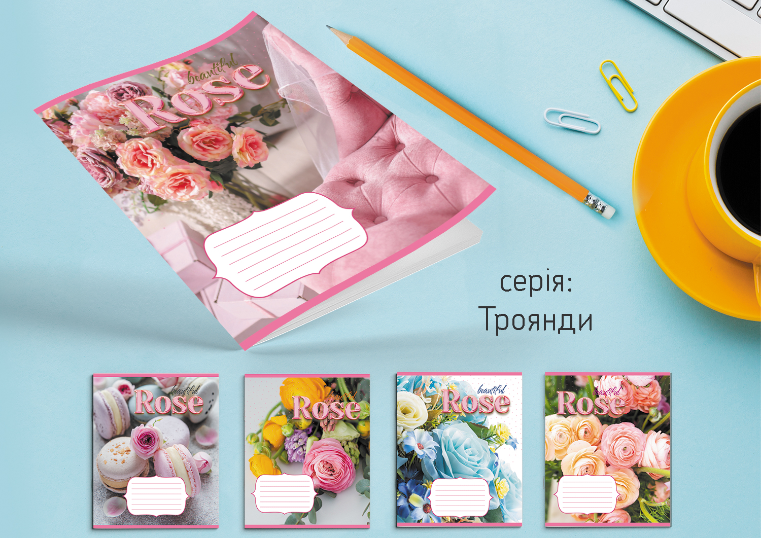 Тетрадь Leader 12л в клеточку Розы 959050