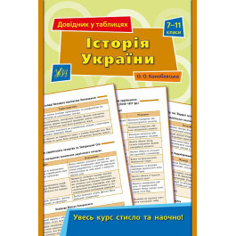 Книга УЛА Справочник в таблицах История Украины 7–11 классы 01428