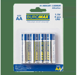 Батарейки BUROMAX АА LR6 1.5V 4шт лужний BM.5900-4
