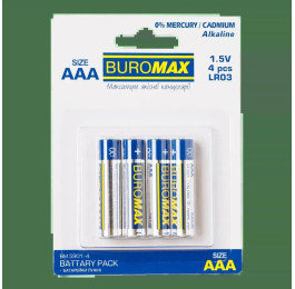 Батарейки BUROMAX ААА LR03 1.5V 4шт лужний BM.5901-4