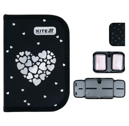 Пенал Kite 1 отделение 2 отворота без наполнения Black&Silver K26-622-5 Под заказ