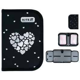 Пенал Kite 1 отделение 2 отворота без наполнения Black&Silver K26-622-5 Под заказ