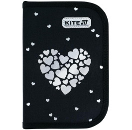 Пенал Kite 1 отделение 2 отворота без наполнения Black&Silver K26-622-5 Под заказ