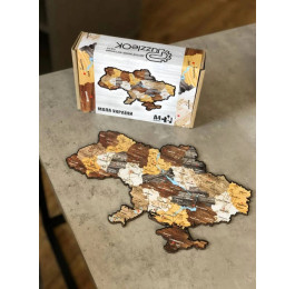 Пазл PuzzleOK фігурний дерев'яний Карта України A4 74ел PuzA4-01220