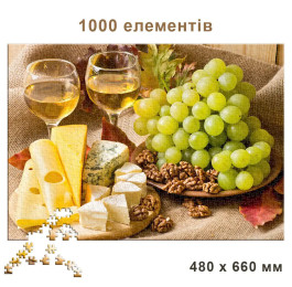 Пазли Енергія плюс 1000 елементів Вино Виноград Сир