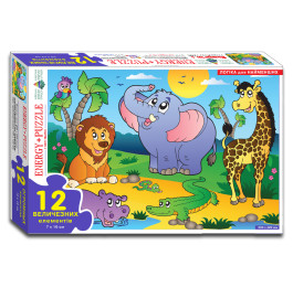 Игра-пазл в мире животных 12 элементов в коробке