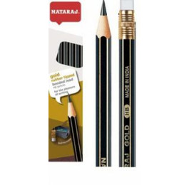 Карандаши чернографитные Nataraj Gold HB с точилкой и ластиком 201003005