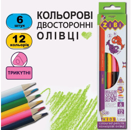 Олівці кольорові ZiBi двосторонні 6шт 12кол DOUBLE ZB.2462