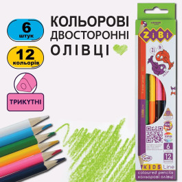 Олівці кольорові ZiBi двосторонні 6шт 12кол DOUBLE ZB.2462