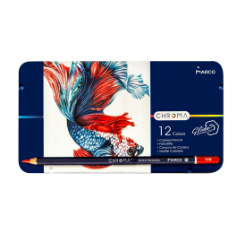 Карандаши цветные Marco 12цв в металлическом пенале Chrom 8010-12TN