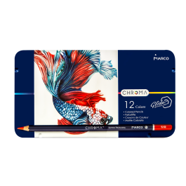 Карандаши цветные Marco 12цв в металлическом пенале Chrom 8010-12TN