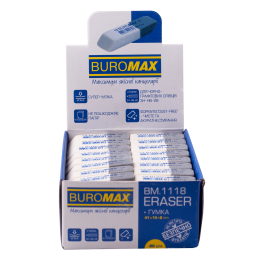 Ластик BUROMAX 41х14х8ммподвійний біло-сірий S BM.1118