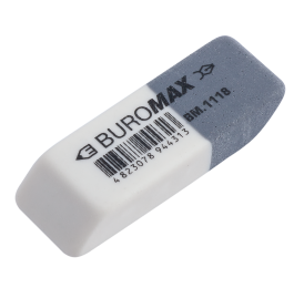 Ластик BUROMAX 41х14х8ммподвійний біло-сірий S BM.1118
