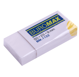 Ластик BUROMAX прямоугольный 50х23х9мм мягкий в индивидуальной обертке белая BM.1122