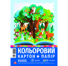 Папір кольоровий та картон Аркуш A4 12арк 6 плюс 6 кольорів 80г та 170г 1в3272