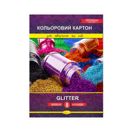 Картон цветной Апельсин А4 8арк с блеском Glitter ККГ-А4-8
