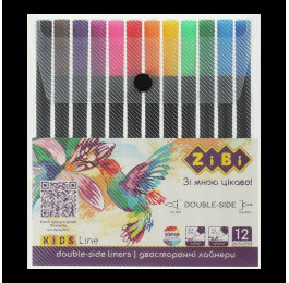 Набор лайнеров ZiBi 12цв двусторонний пенал KIDS LINE ZB.2851
