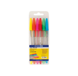 Набір ручок ECONOMIX кулькових 6кол STANDART 0.5mm блістер Е10510