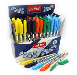 Ручка масляна Goldex 0.6 синя Silver Jet 745