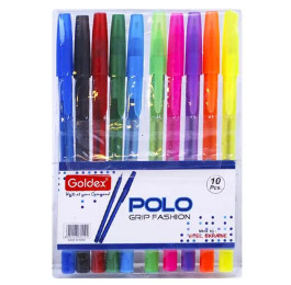 Набір ручок масляних Goldex Polo 1,0мм 10кол 422-10