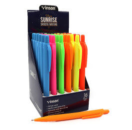 Ручка масляная автоматическая Vinson 0,7мм синяя soft touch Sunrise mix 12P