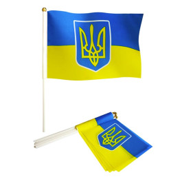 Прапор України Герб 14х21см з палочкою 166560