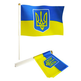 Прапор України Герб 14х21см з палочкою 166560