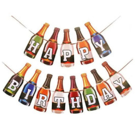 Гірлянда паперова Happy Birthday пляшечки 2,5м bottles