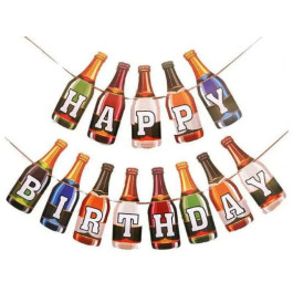 Гірлянда паперова Happy Birthday пляшечки 2,5м bottles