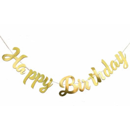 Гірлянда паперова Happy Birthday золото прописом 1,5м GR-01 goldENG