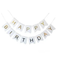 Гірлянда паперова Happy Birthday Birthday білі прапорці 3м 1204-0001