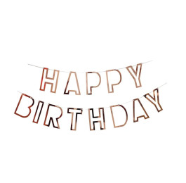 Гірлянда паперова Happy Birthday вирізані літери рожеве золото 2,5м Letters rg