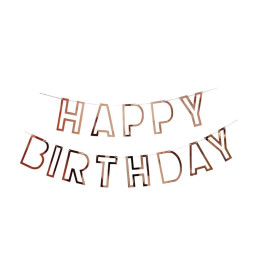 Гірлянда паперова Happy Birthday вирізані літери рожеве золото 2,5м Letters rg