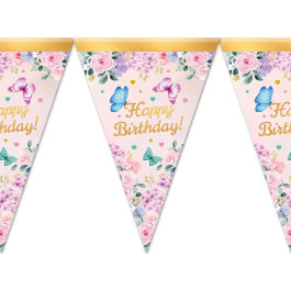 Гірлянда паперова Happy Birthday метелики 1202-0013