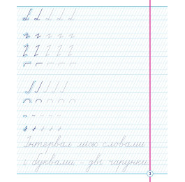 Каллиграфическая тетрадь-шаблон Школа Увеличенный размер графической сетки синяя 92716