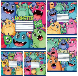 Зошит ТЕТРАДА Фемілі Лайн неонові 12арк в лінію Монстрики 14459